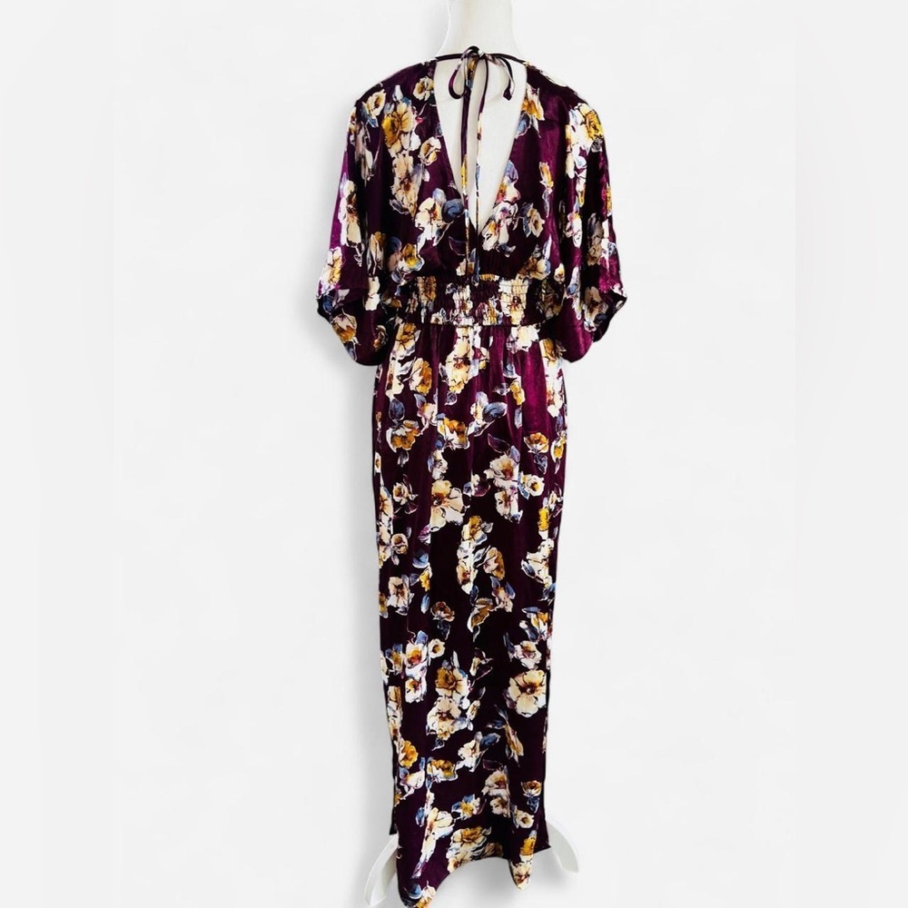 She + Sky Burgundy Floral Maxi Dress Size Small - Picture 5 of 9